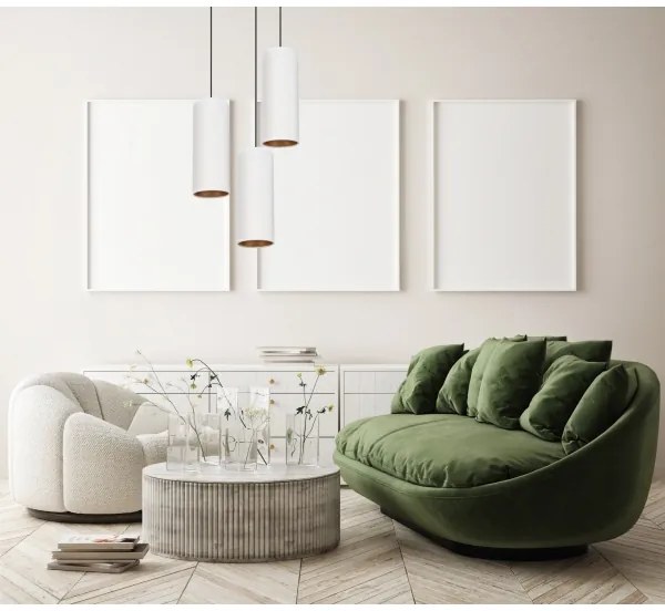 Luster na lanku AVALO 3xE27/60W/230V pr. 35 cm biela/medená