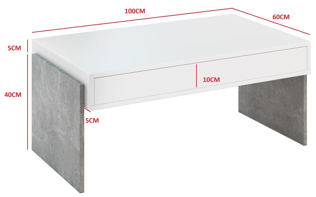 Konferenčný stolík Zantra (biela + kameň). Vlastná spoľahlivá doprava až k Vám domov. 1055286