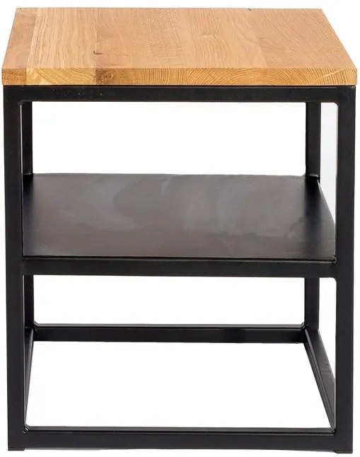 Nočný stolík ORION 40x40x45 cm - prírodný s čiernym podstavcom