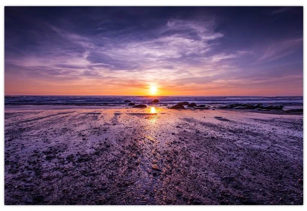 Obraz pláže - západ slnka (90x60 cm)