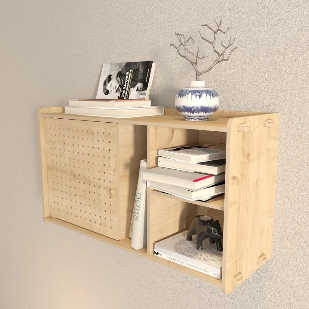 Nástenná knižnica v dekore duba v prírodnej farbe 65x30 cm Sima - Kalune Design