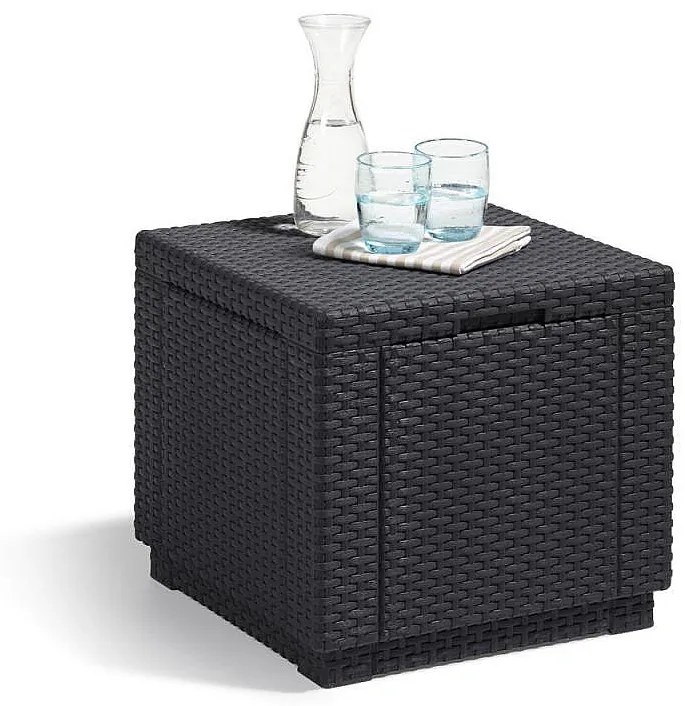 Deokork Záhradný ratanový taburet CUBE (antracit) ZADARMO PODUŠKA