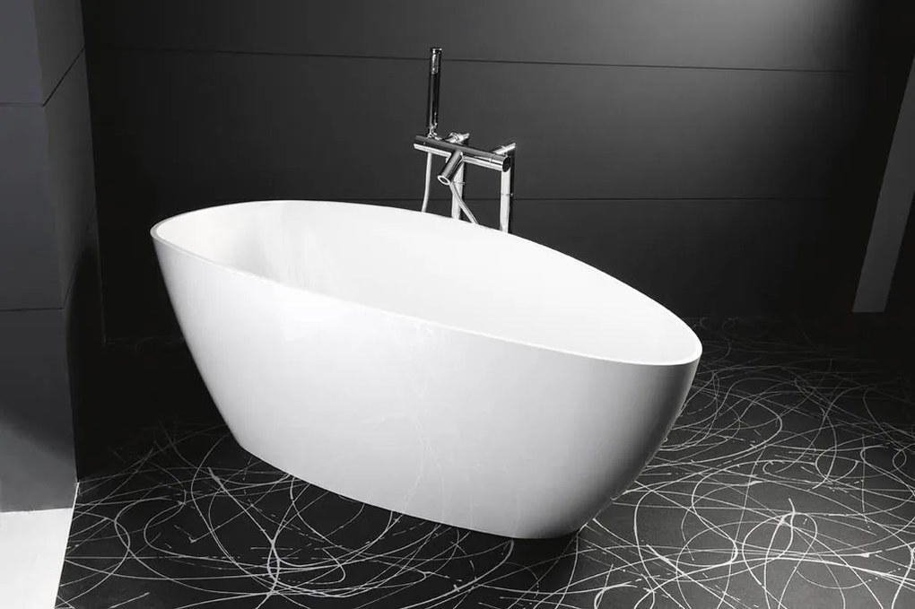 Gelco Gelco, ELIPSIE - vaňa, 1570x700x560mm, liaty mramor, objem 260l, biela lesk, GVEL1570