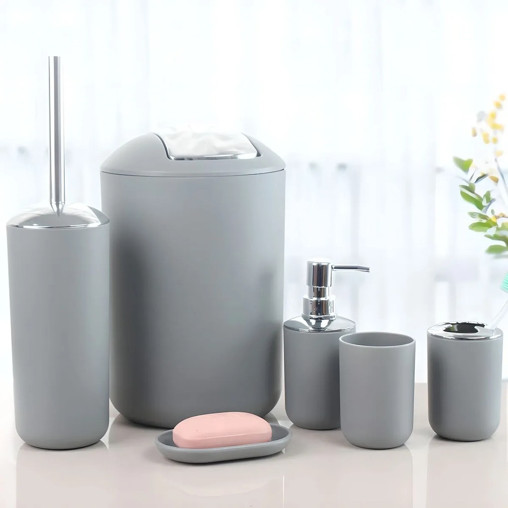 Súprava kúpeľňových doplnkov FLORES sivá