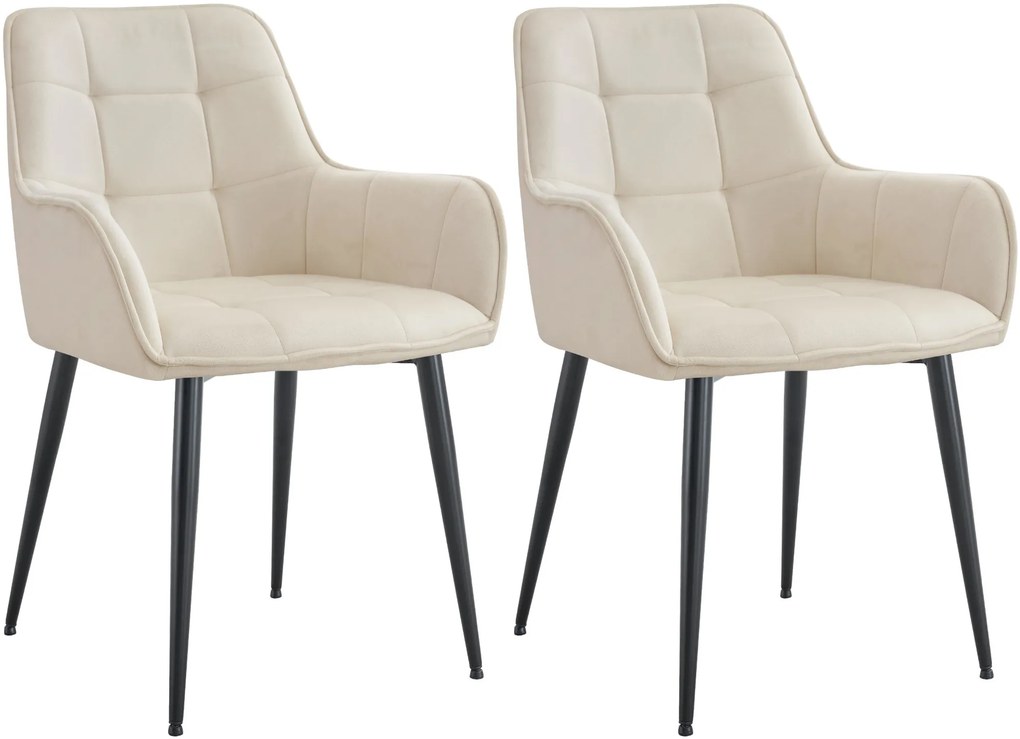 Set 2 jedálenských stoličiek Ferndale - zamat - krémová