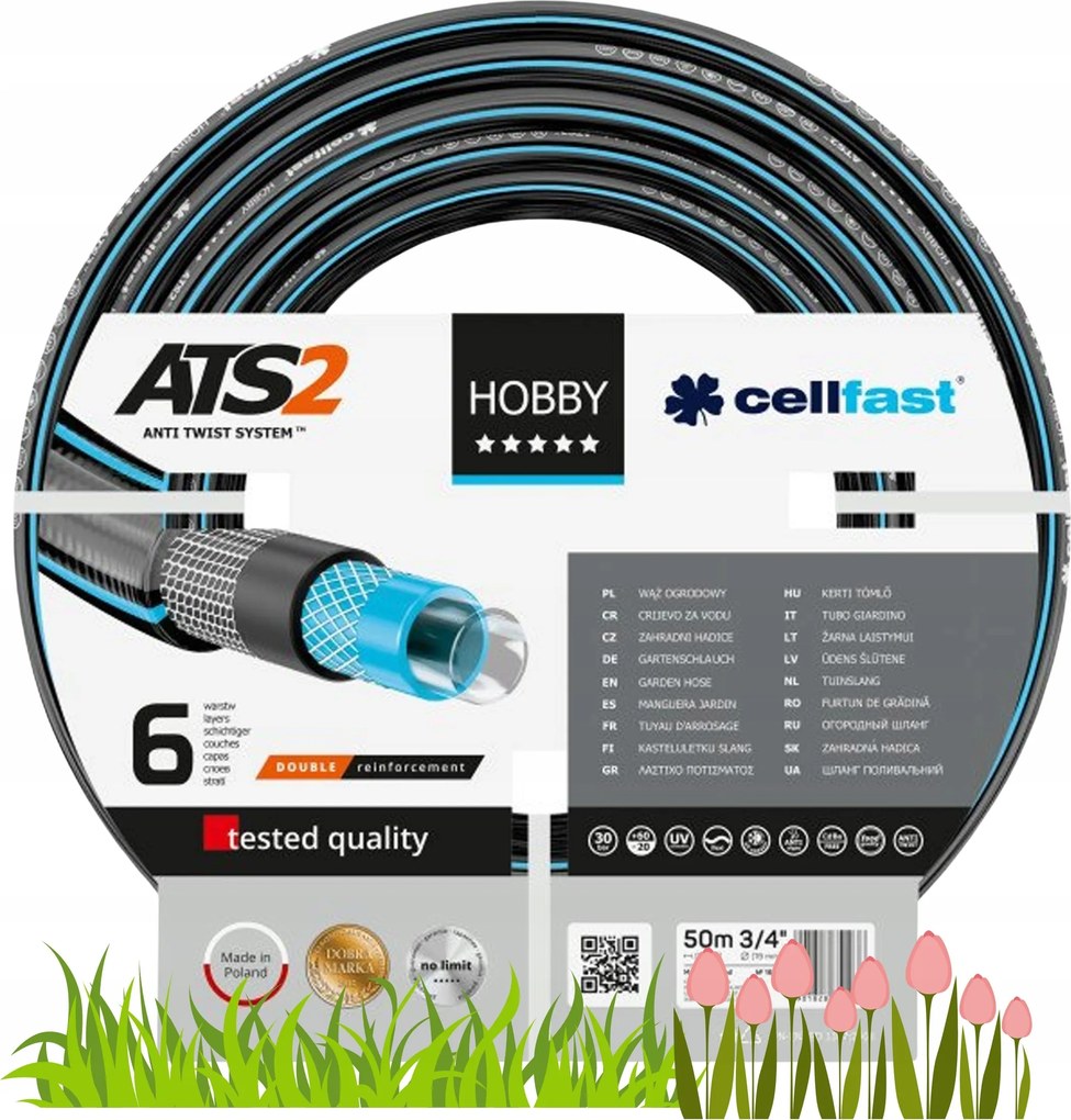 Záhradná Hadica ATS2 50 M 6-VRSTVOVÁ 30 Bar Cellfast Bez Krútenia 16-221
