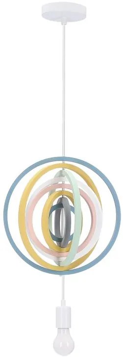 Candellux Bielo-dúhový závesný luster Hoops pre žiarovku E27 31-12043