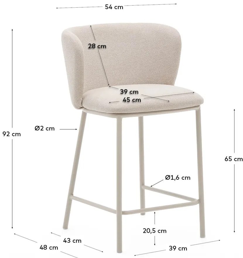 Béžová barová stolička (výška sedadla 65 cm) Ciselia – Kave Home