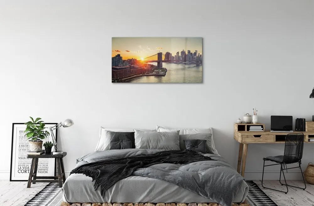 Sklenený obraz Bridge river svitania 100x50 cm