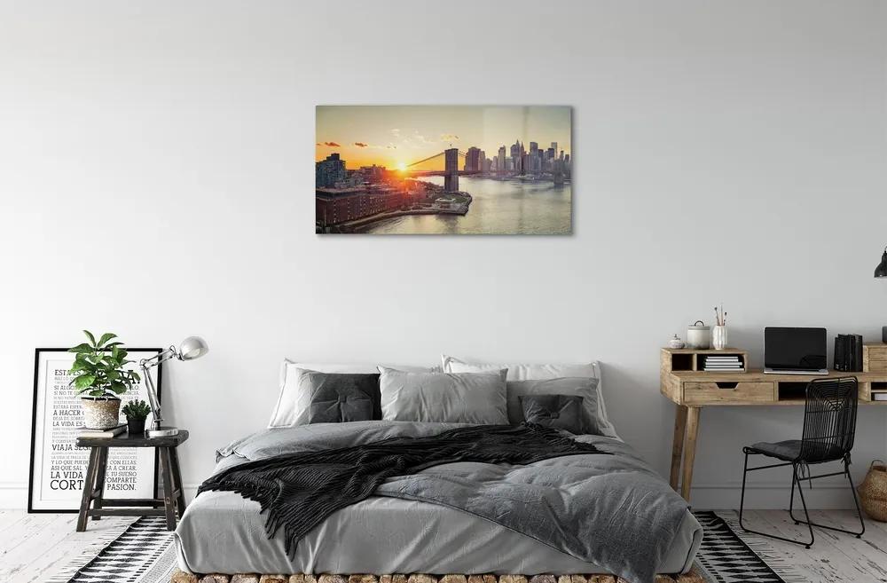 Sklenený obraz Bridge river svitania 120x60 cm