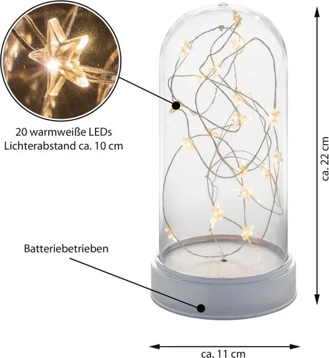 Sada vianočných svetelných kupolí 20 LED, teplá biela, 2 ks