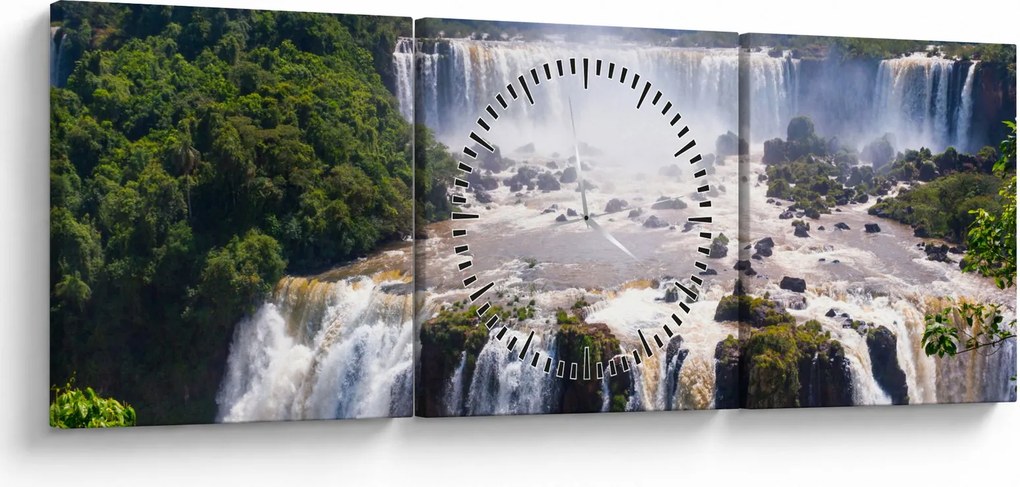 Obraz Iguassu vodopádov (s hodinami) (90x30 cm)