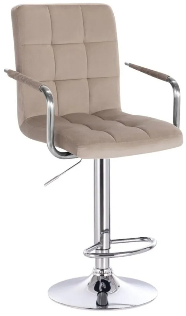 LuxuryForm DESIGN Barová stolička VERONA VELUR na striebornom tanieri - latte