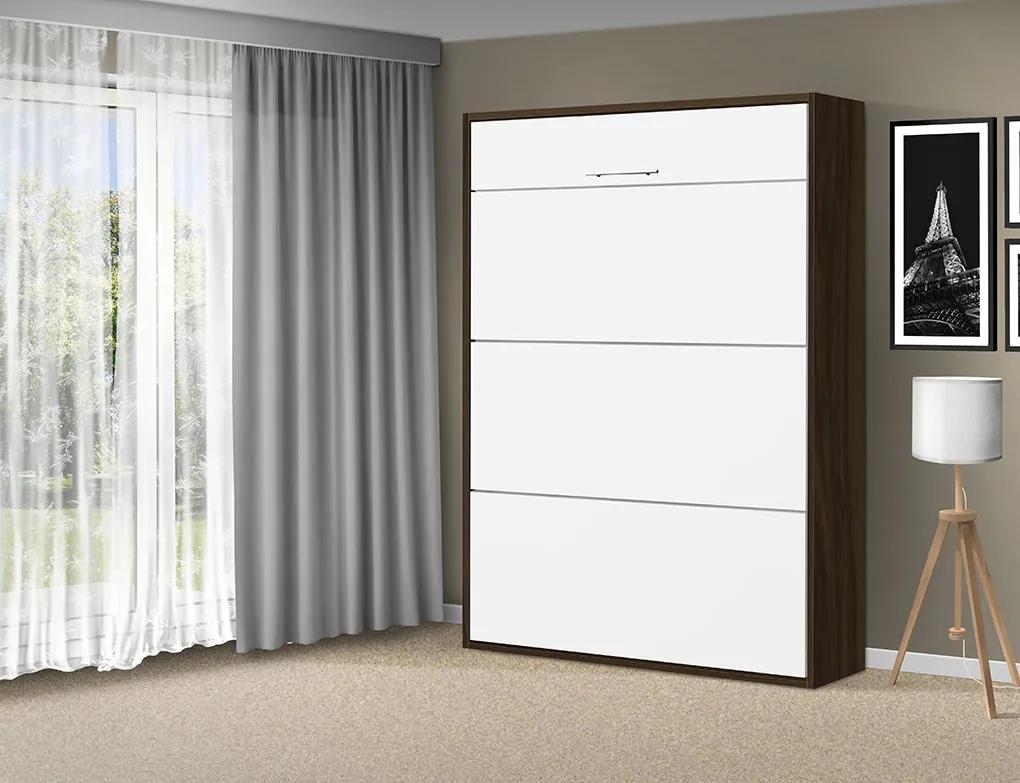 Nabytekmorava Sklápacia posteľ VS 1054 P - 200x120 cm A nosnosť postele: zvýšená nosnosť o 20 kg, farba lamina: buk/biele dvere
