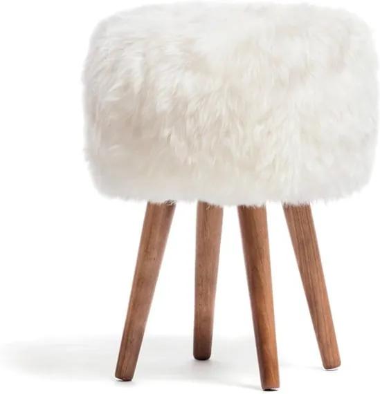 Stolička s bielym sedákom z ovčej kožušiny Royal Dream, ⌀ 30 cm