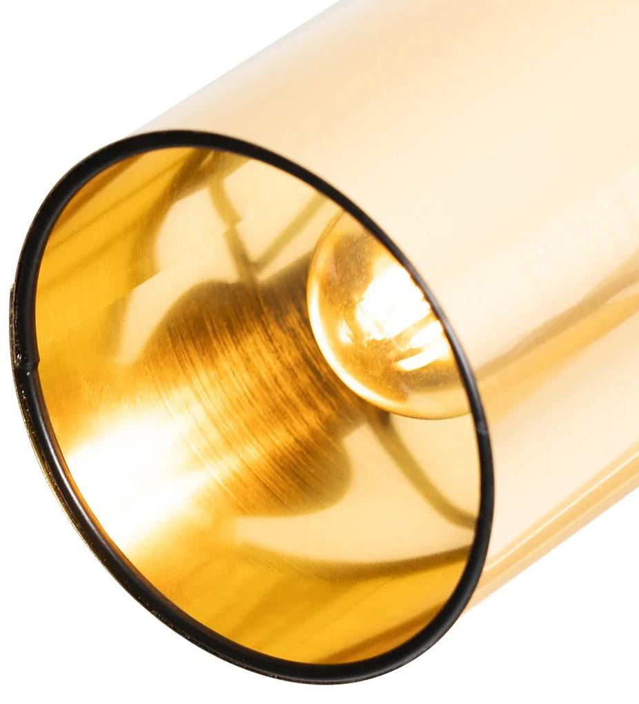 Moderné stropné svietidlo čierne so zlatým 3-svetlom - Lofty
