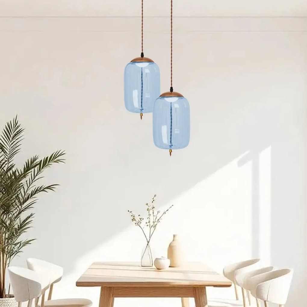 Toolight Toolight, LED sklenené stropné svietidlo APP443-CP, modrá, OSW-00574