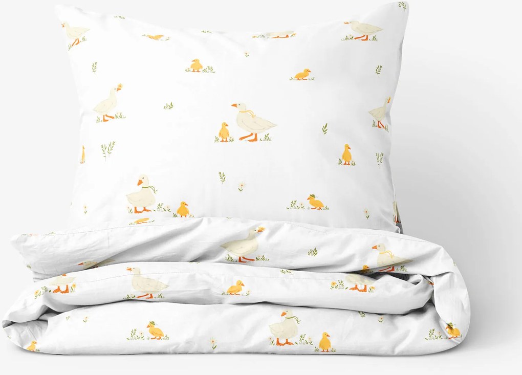 Goldea veľkonočné bavlnené posteľné obliečky - kačice 140 x 200 a 70 x 90 cm