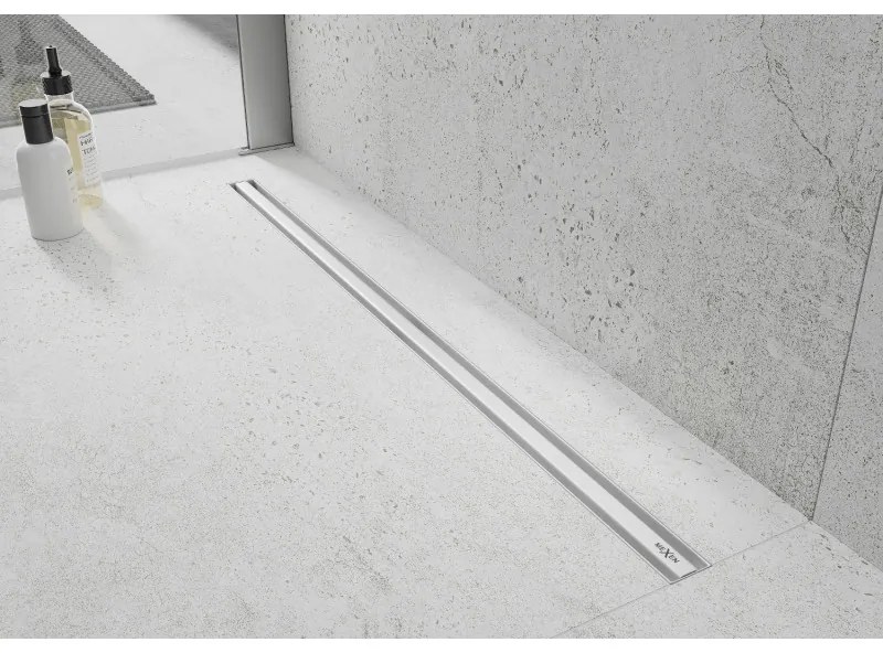 Mexen Flat nerezový sprchový žľab s rotačným 360° sifónom 100 cm, vzor SLIM, biela, 1241100