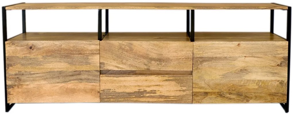furniture-nabytek.cz - TV stolek masiv kov a dřeva mango 160x60x45
