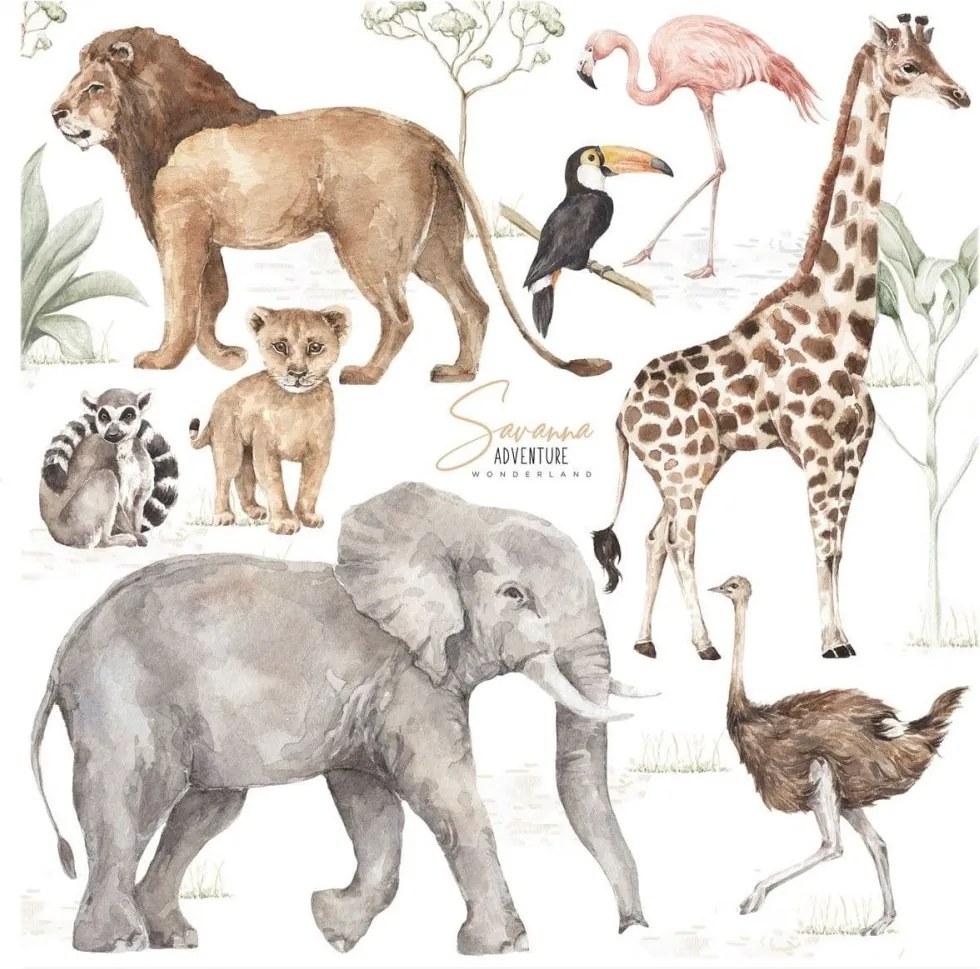 Samolepka do detskej izby sada ríše divov savana L