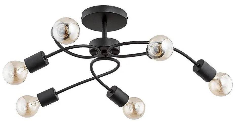 Prisadený luster HELIX 6xE27/15W/230V čierny