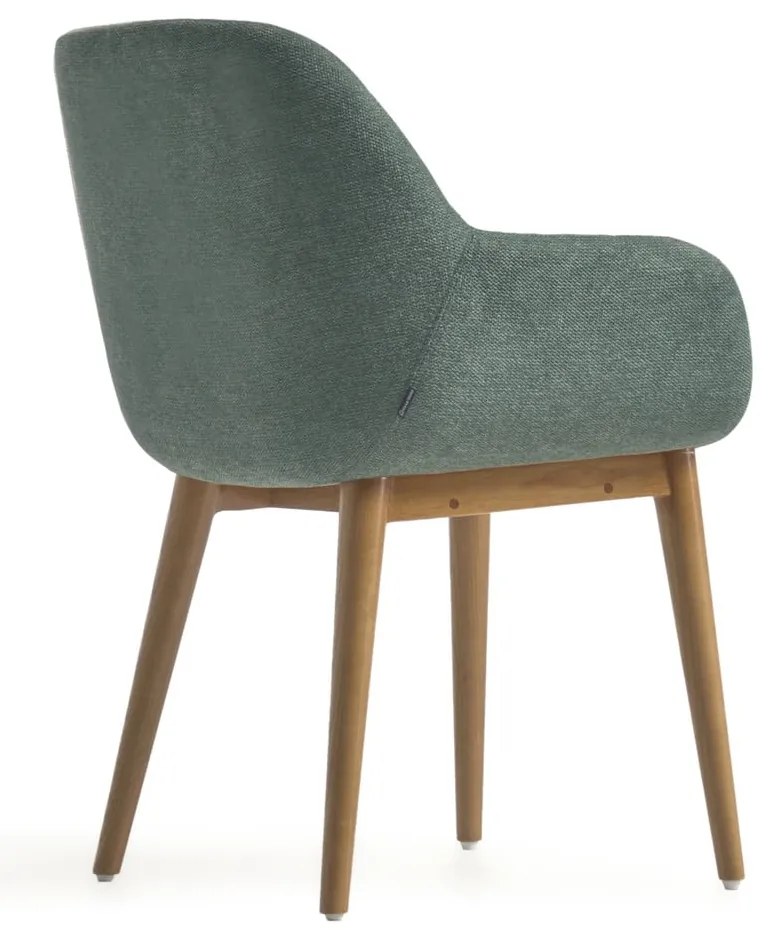 Zelené čalúnené jedálenské kreslo s podrúčkami Konna – Kave Home