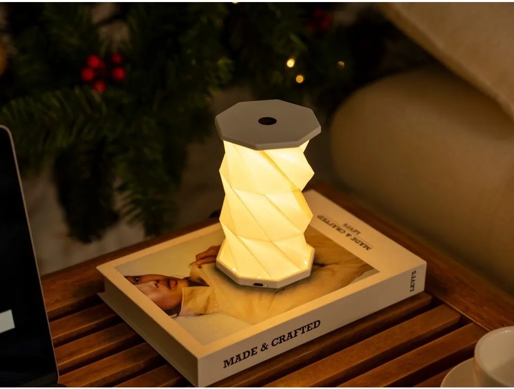 Biela prenosná svetelná dekorácia na USB ø 8 cm Twist – Gingko