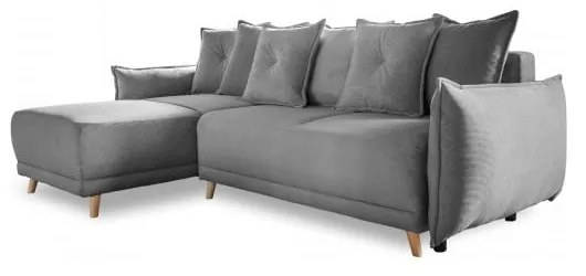 Sivá menčestrová rozkladacia rohová pohovka (variabilná) Lazy Lukka – Miuform