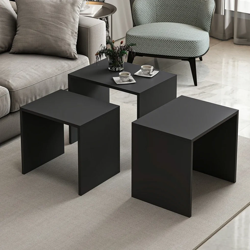 Skladací stôl Alya Anthracite, 3 ks