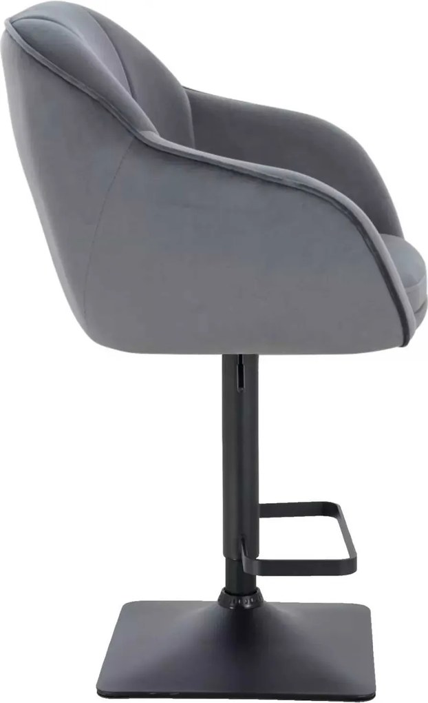 LuxuryForm DESIGN Barová stolička AVOLA VELUR na čiernej hranatej podstave - tmavo šedá