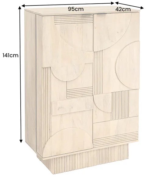 ART DECO komoda 140cm 3D mangové drevo bielo natreté