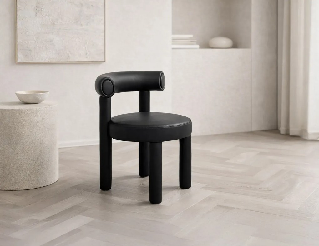 Designová jídelní židle Leith umělá kůže černá