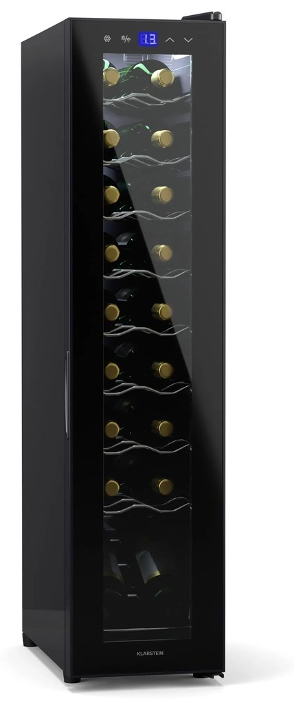 Klarstein Shiraz 18 Slim Uno, chladnička na víno, 18 fliaš, 5 - 18 °C, dotykové ovládanie