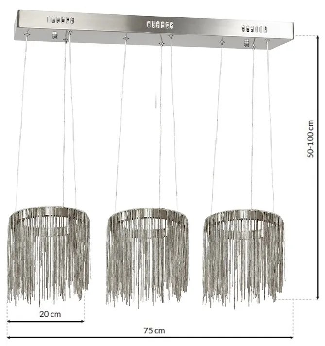 Závesné LED svietidlo Cascata, 1x LED 54w, 3000k, ch