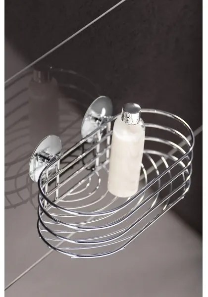 WENKO 18775100 - polica TURBO-LOC, okrúhla oceľ, 23,5 x 13,5 cm, lesklý chróm