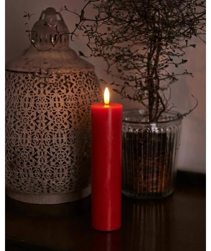 SIRIUS Vosková LED svíčka Sille, 20cm, červená, prům. 5 cm