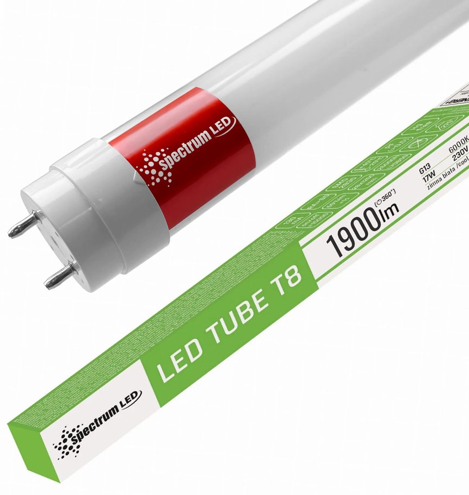 Spectrum LED Spectrum, LED trubica 120CM, 1900lm, T8, 230V, 17W, 6000K studená biela, WOJ+22305, OSW-12006