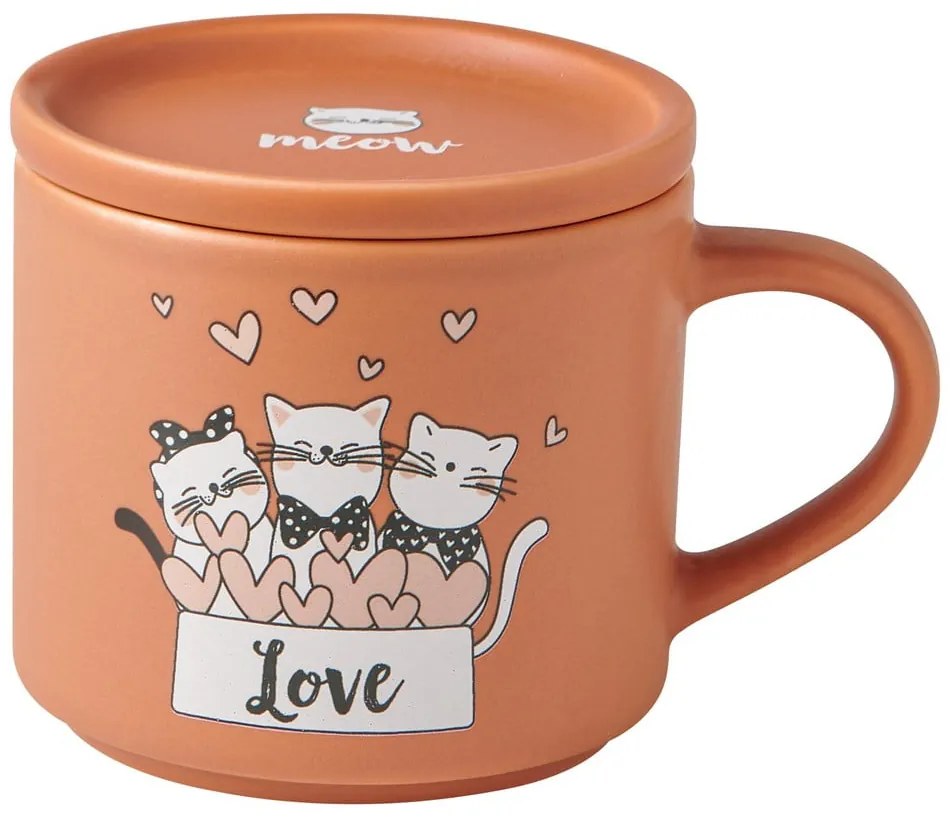 Oranžové/béžové porcelánové hrnčeky v súprave 2 ks 350 ml Cats – Brandani