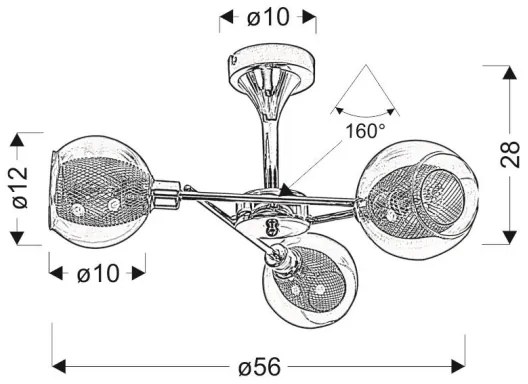 Luster na tyči OZZO 3xE14/40W/230V