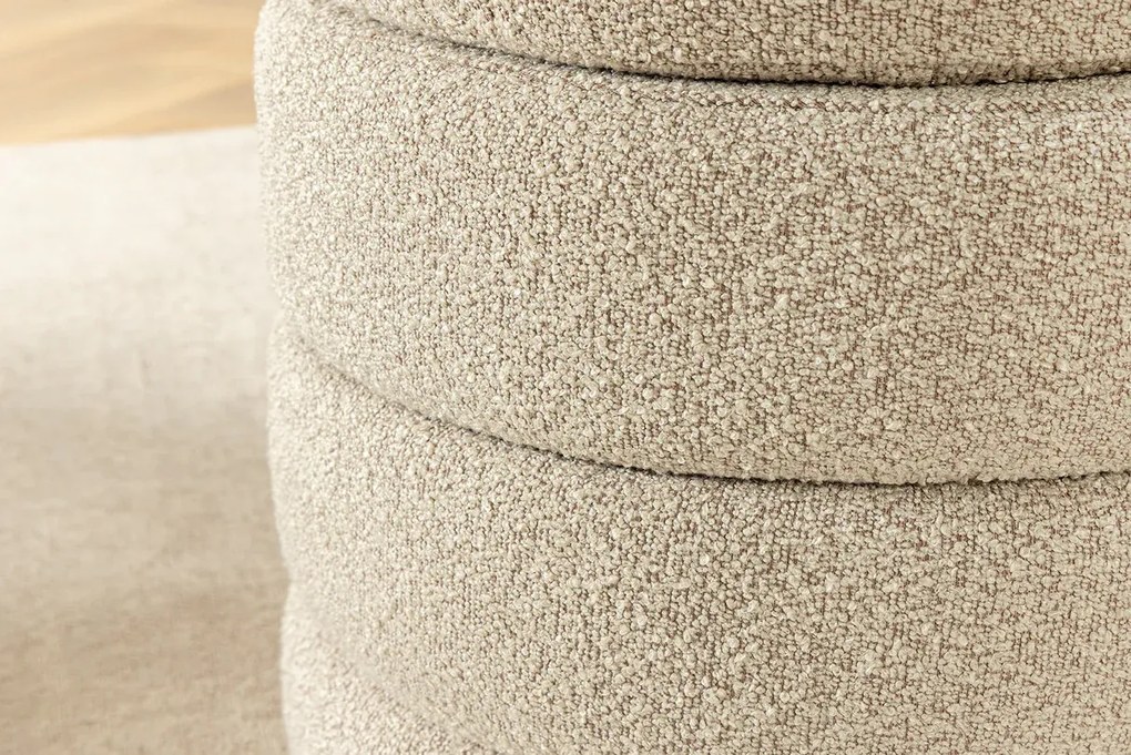 Taburetka VOQUE 50cm buclé taupe s úložným priestorom