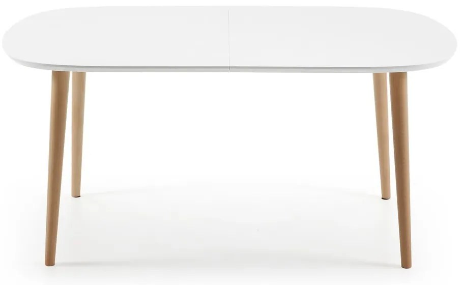 Biely rozkladací jedálenský stôl s bielou doskou 100x160 cm Oqui – Kave Home
