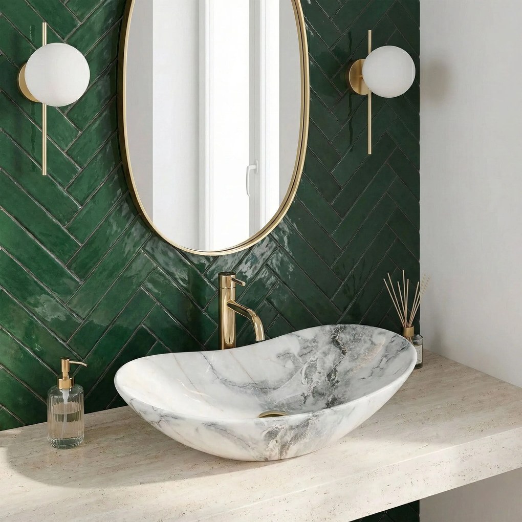 Rea Royal, keramické umývadlo na dosku 62 x 36 cm, imitácia kameňa Granit, REA-U8596