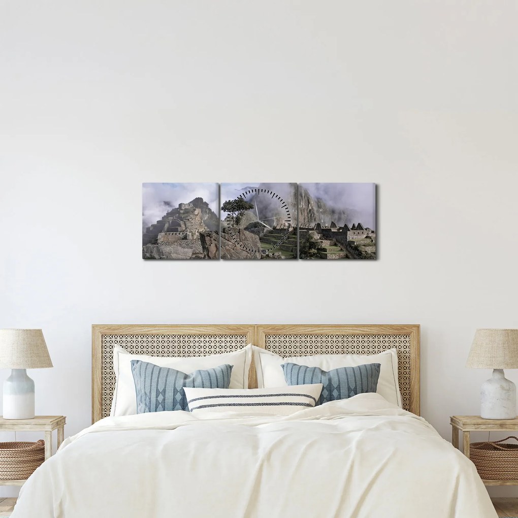 Obraz - Machu Picchu (s hodinami) (90x30 cm)
