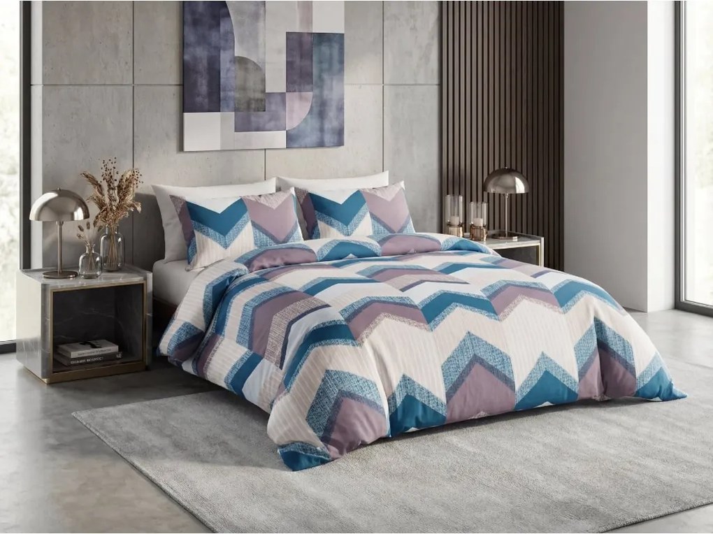 Obliečky z mikrovlákna CHEVRONIX modro-fialové Rozmer obliečky: 2 ks 70 x 80 cm | 160 x 200 cm