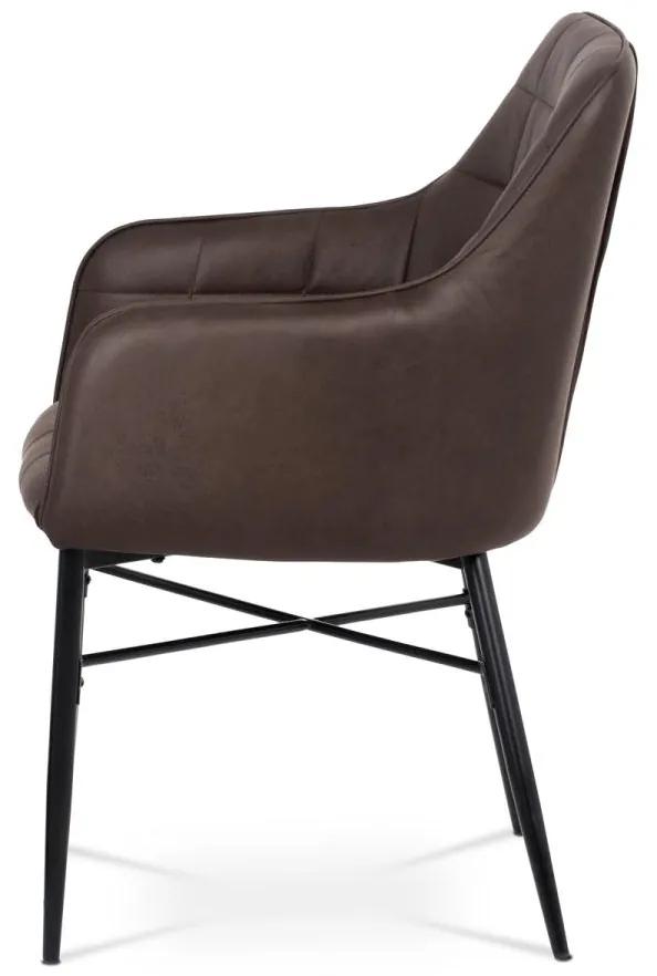 Autronic -  Jedálenská stolička AC-9990 BR3 hnedá látka v dekor vintage kože