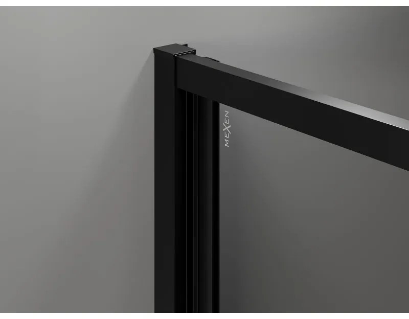 Mexen Exo, skladacie dvere do otvoru 100x200 cm, 6mm číre sklo, čierny profil, 816-100-000-70-00