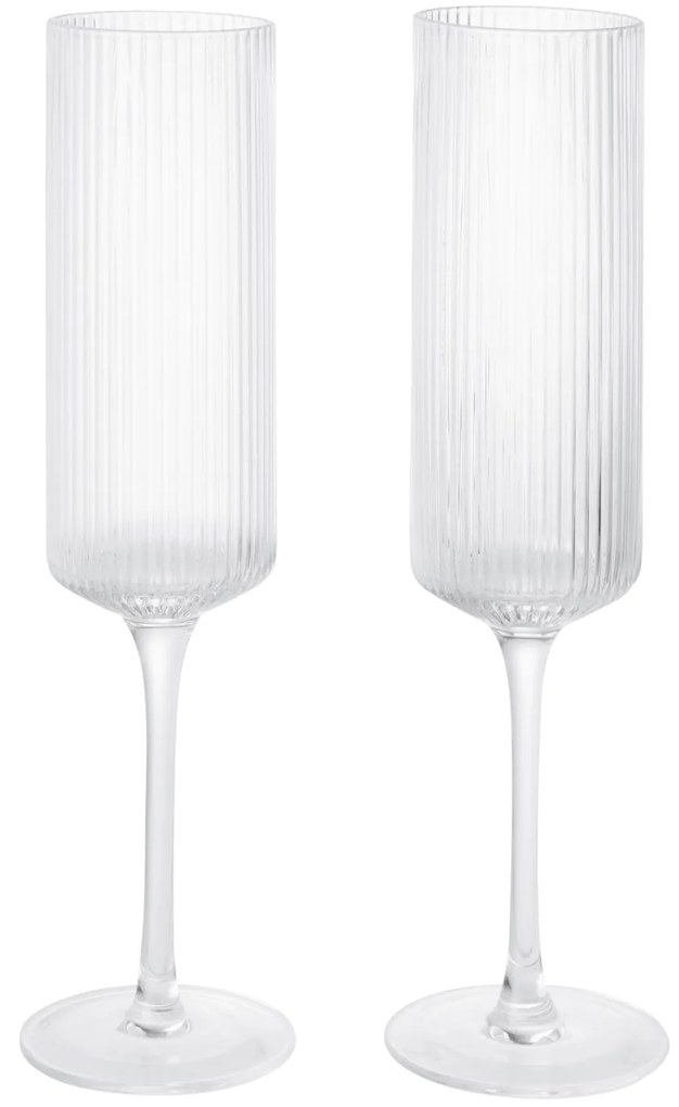 Ferm Living Poháre Ripple Champagne Clear – set 2 ks