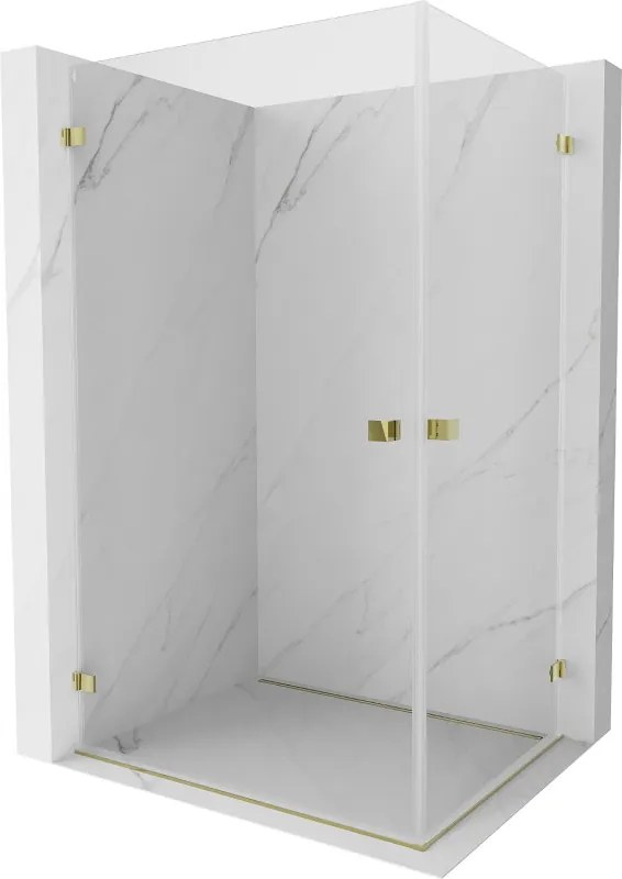 Mexen Lunar-B Duo, výklopný sprchový kút 100 x 90 cm, 8mm číre sklo, zlatý profil, 832-100L-090P-50-00