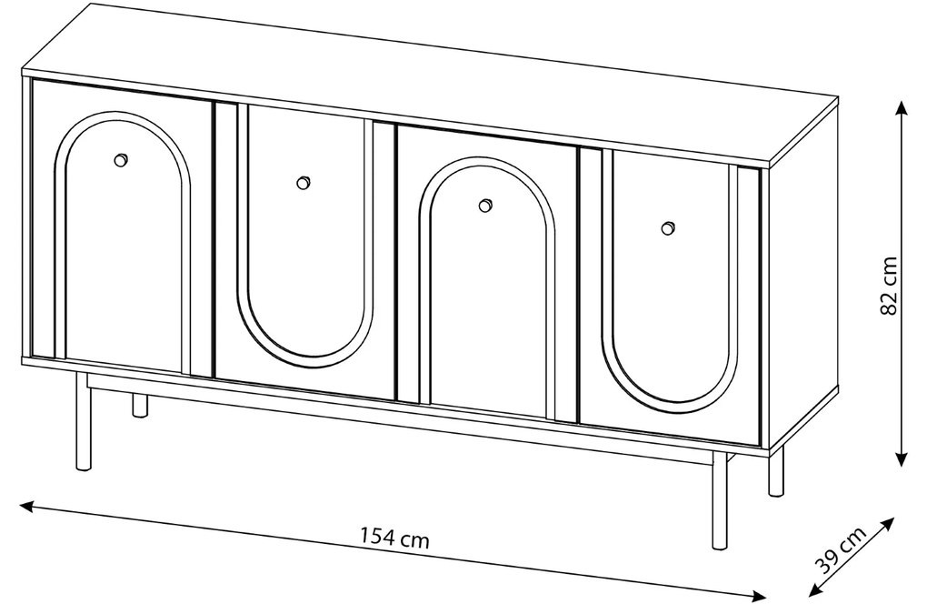 Komoda Mazoma 154 cm čierna/zlatá